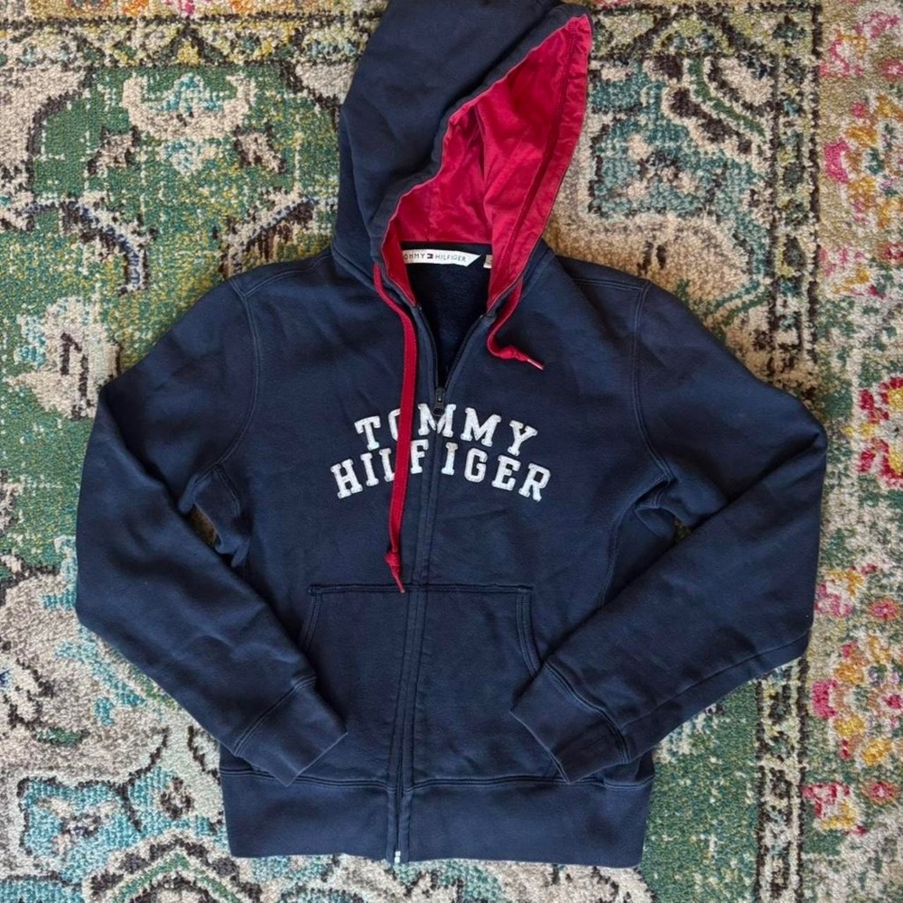 Women's Vintage Tommy Hilfiger Navy Blue Zip-Up Jacket